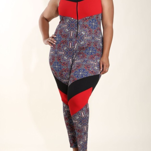New PLus Size ColorBlock Jumpsuit - Picture 3 of 7